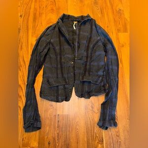Free People Women’s Blue Plaid Lightweight Jacket Size Small